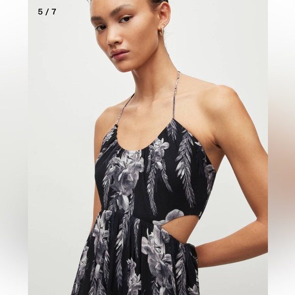 ALLSAINTS Tatum Mia Floral Cut Out Maxi Dress NWOT - Picture 4 of 10